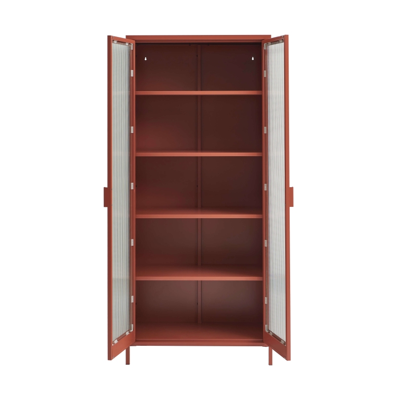 Vaisselier PANTONE en verre cannelé et métal terracotta h180cm