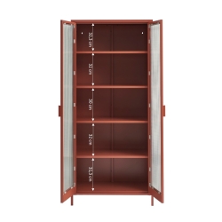 Vaisselier PANTONE en verre cannelé et métal terracotta h180cm