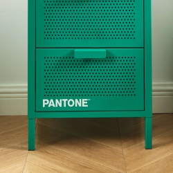Table de chevet PANTONE métal émeraude double tiroirs 40cm