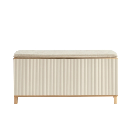 Banc à chaussures ORCA effet chêne et portes beiges