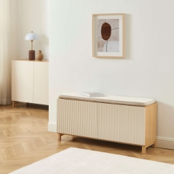 Banc à chaussures ORCA effet chêne et portes beiges