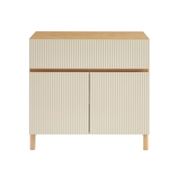 Meuble sous vasque ORCA effet chêne et portes beiges 80cm