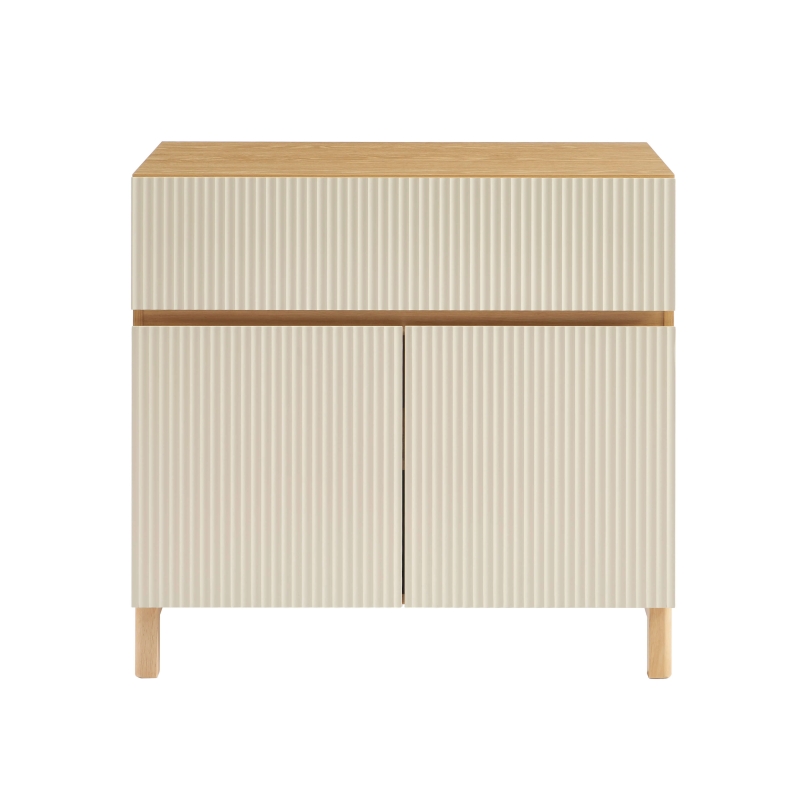 Meuble sous vasque ORCA effet chêne et portes beiges 80cm