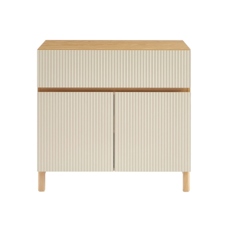 Meuble sous vasque ORCA effet chêne et portes beiges 80cm