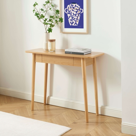 Console SOLENN effet chêne 1 tiroir 100cm