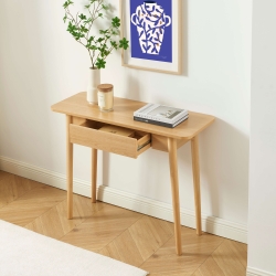 Console SOLENN effet chêne 1 tiroir 100cm