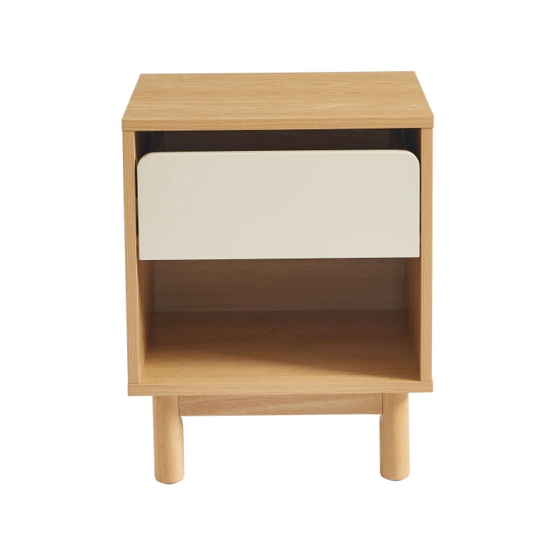 Table de chevet THALIA effet chêne et tiroir beige 