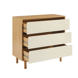 Commode THALIA 3 tiroirs beige et effet chêne 90cm