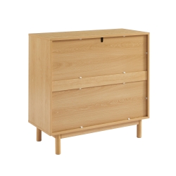 Commode THALIA 3 tiroirs beige et effet chêne 90cm