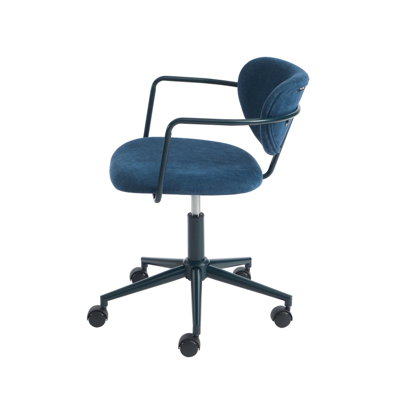 Chaise de bureau PANTONE tissu bleu nuit avec roulettes