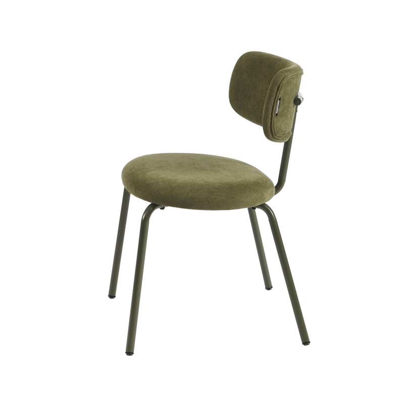 Lot de 2 chaises PANTONE tissu et pieds métal vert olive