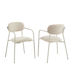 Lot de 2 chaises PANTONE tissu et pieds métal beige sable