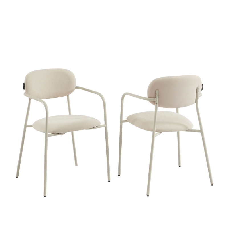 Lot de 2 chaises PANTONE tissu et pieds métal beige sable