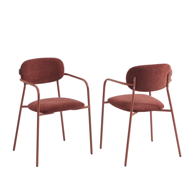 Lot de 2 chaises PANTONE tissu et pieds métal terracotta