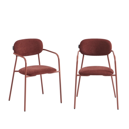 Lot de 2 chaises PANTONE tissu et pieds métal terracotta