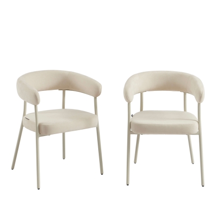 Lot de 2 chaises PANTONE tissu et pieds métal beige sable
