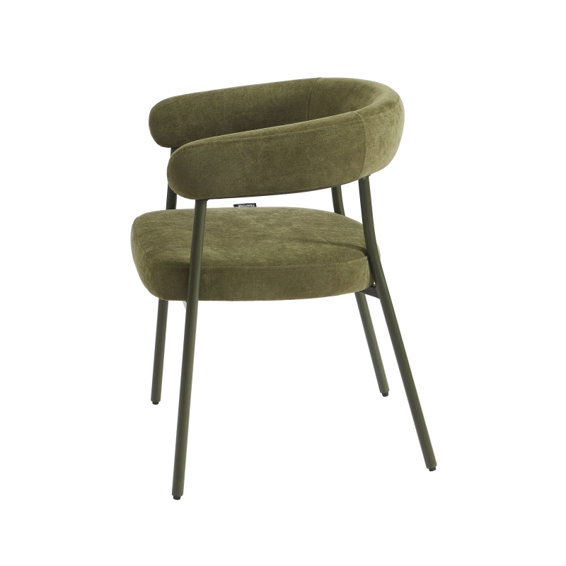 Lot de 2 chaises PANTONE tissu et pieds métal vert olive