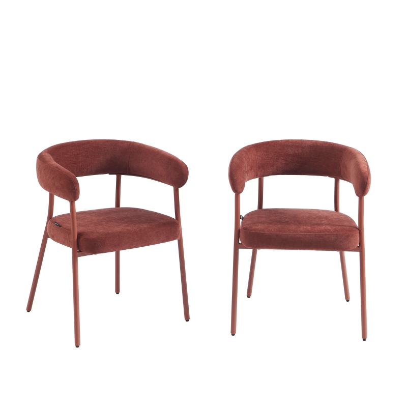 Lot de 2 chaises PANTONE tissu et pieds métal terracotta
