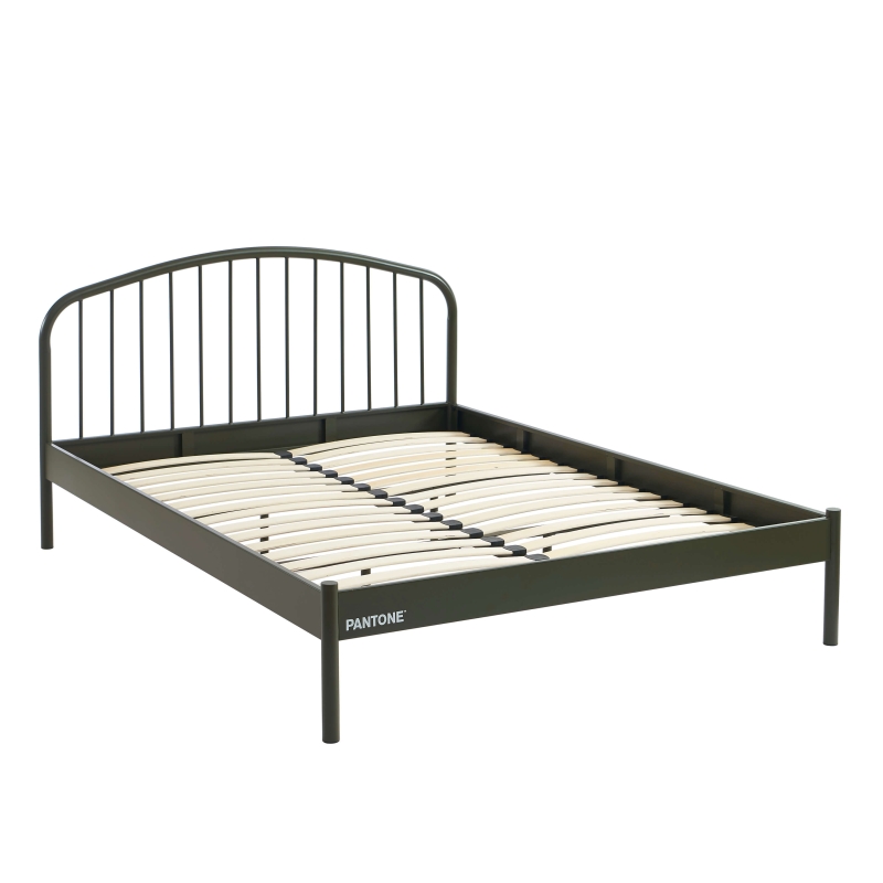 Lit PANTONE 140x190 métal vert olive sommier inclus