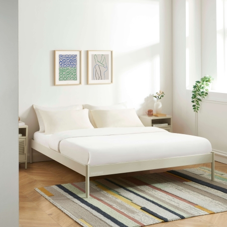 Lit PANTONE 140x190 métal beige sable sommier inclus