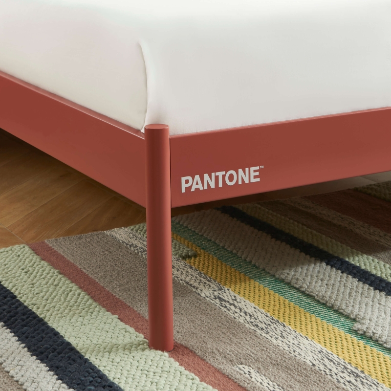Lit PANTONE 140x190 métal terracotta sommier inclus