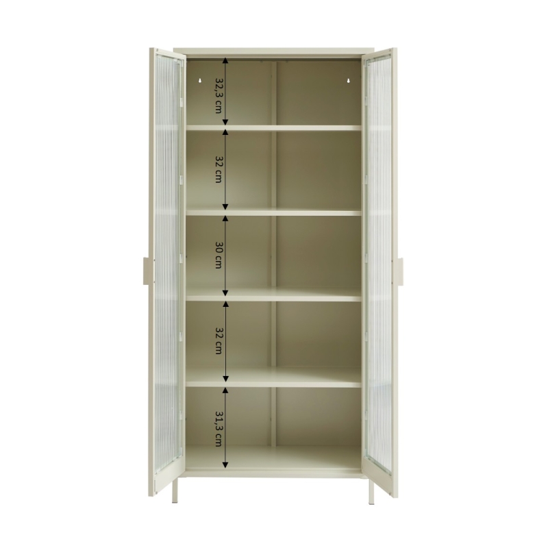 Vaisselier PANTONE en verre cannelé et métal beige sable h180cm