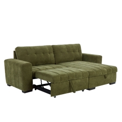 Canapé d'angle convertible réversible ARISTA 4 places tissu vert