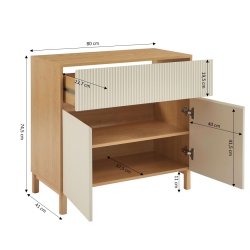 Meuble sous vasque ORCA effet chêne et portes beiges 80cm