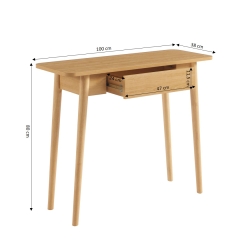 Console SOLENN effet chêne 1 tiroir 100cm