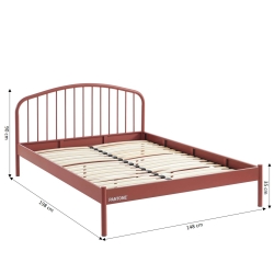 Lit PANTONE 140x190 métal terracotta sommier inclus