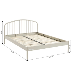 Lit PANTONE 140x190 métal beige sable sommier inclus