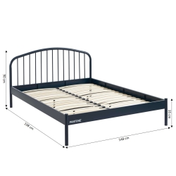 Lit PANTONE 140x190 métal bleu nuit sommier inclus