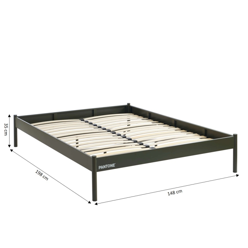 Lit PANTONE 140x190 métal vert olive sommier inclus