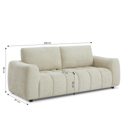 Canapé droit fixe KEREA 3 places tissu chenille taupe