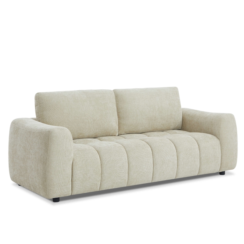 Canapé droit fixe KEREA 3 places tissu chenille taupe