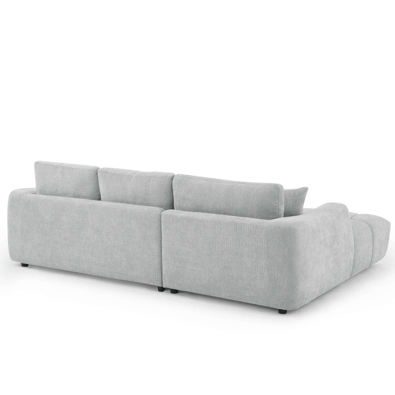 Canapé d'angle gauche fixe KEREA 4 places tissu chenille gris