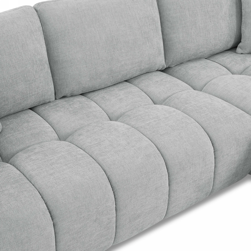 Canapé d'angle droit fixe KEREA 4 places tissu chenille gris