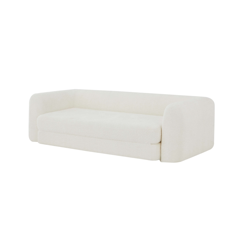 Canapé droit compressé convertible MORPHEO 3 places tissu bouclette beige
