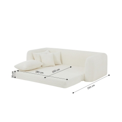 Canapé droit compressé convertible MORPHEO 3 places tissu bouclette beige