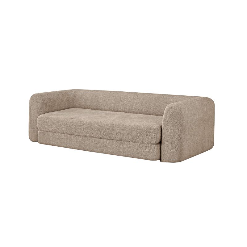Canapé droit compressé convertible MORPHEO 3 places tissu bouclette taupe