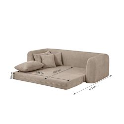 Canapé droit compressé convertible MORPHEO 3 places tissu bouclette taupe