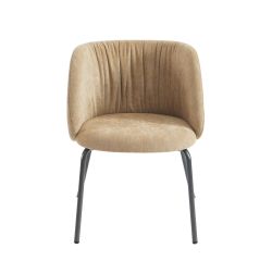 Chaise LUISA tissu chenille ocre et pieds métal noir