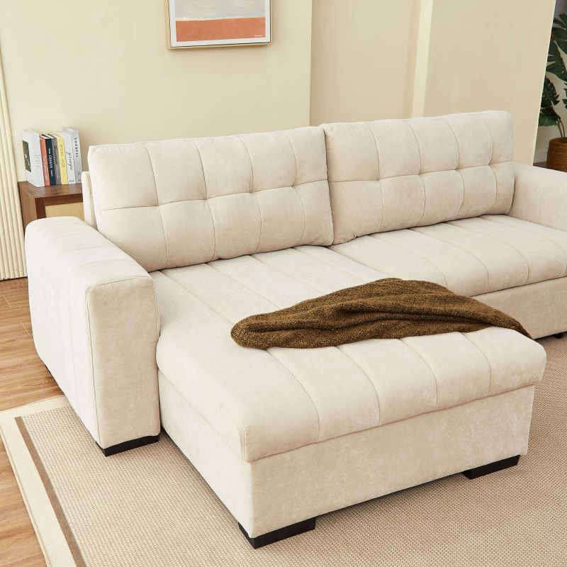 Canapé d'angle convertible réversible ARISTA 4 places tissu beige