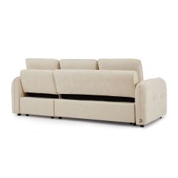 Canapé d'angle convertible et réversible IMPA 4 places tissu chenille beige