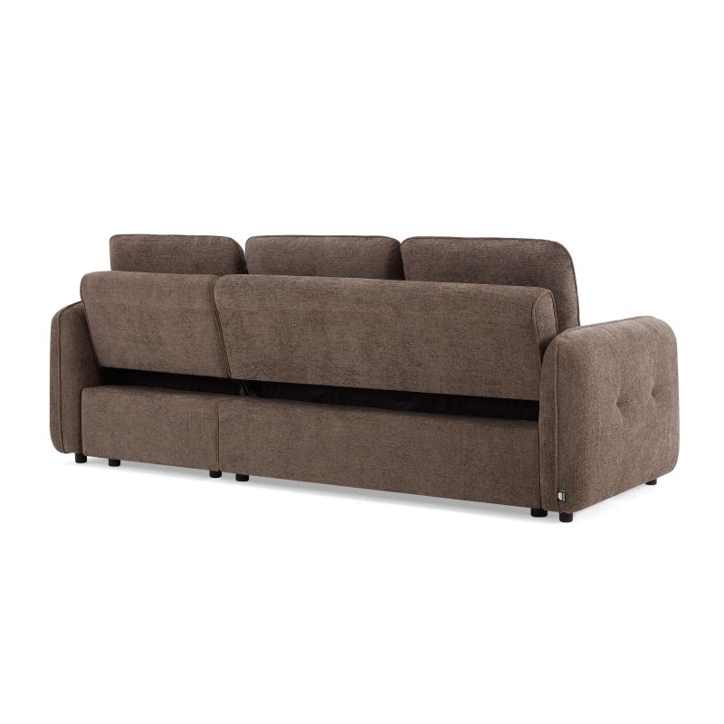 Canapé d'angle convertible et réversible IMPA 4 places tissu chenille marron