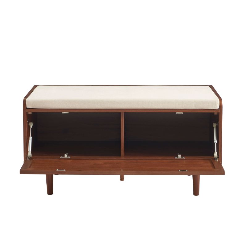 Banc à chaussures LEON noyer et cannage