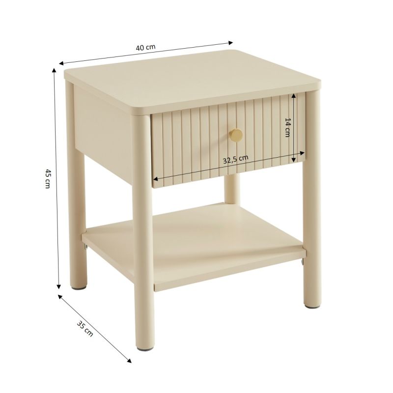 Table de chevet CLEO laqué beige