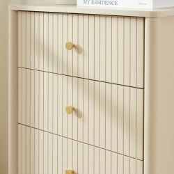 Chiffonnier CLEO laqué 5 tiroirs beige 55cm