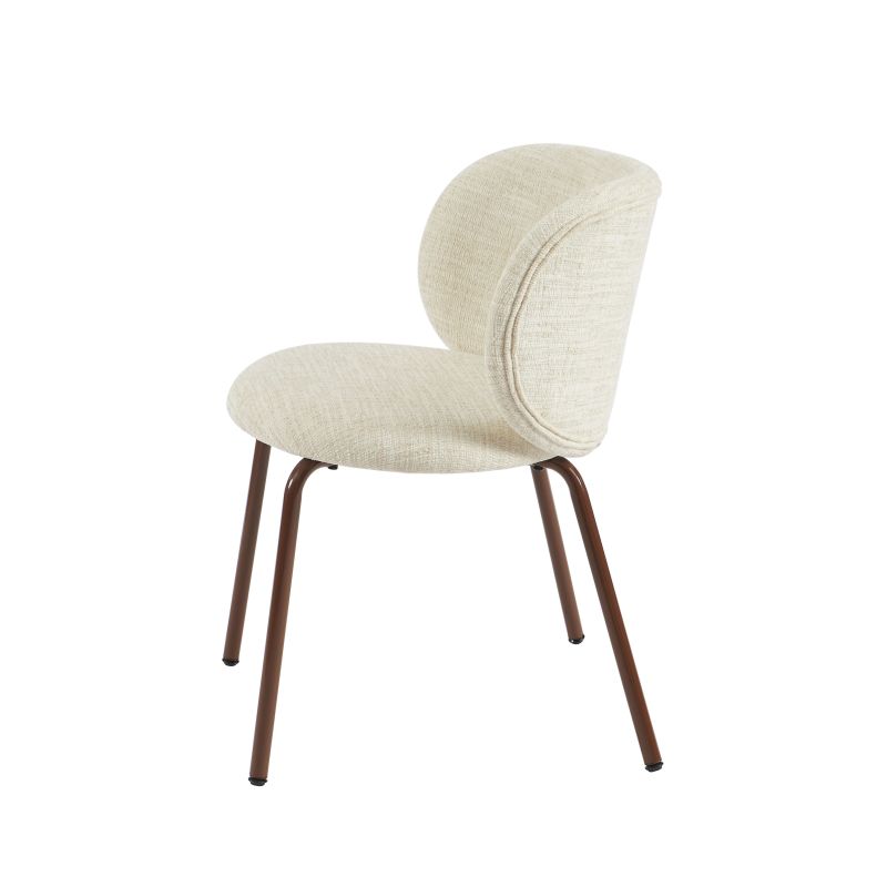 Lot de 2 chaises SERENA tissu chenille écru et pieds métal marron