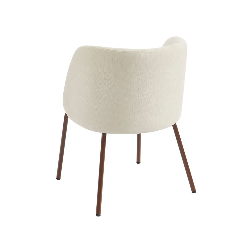 Chaise LUISA tissu chenille écru et pieds métal marron